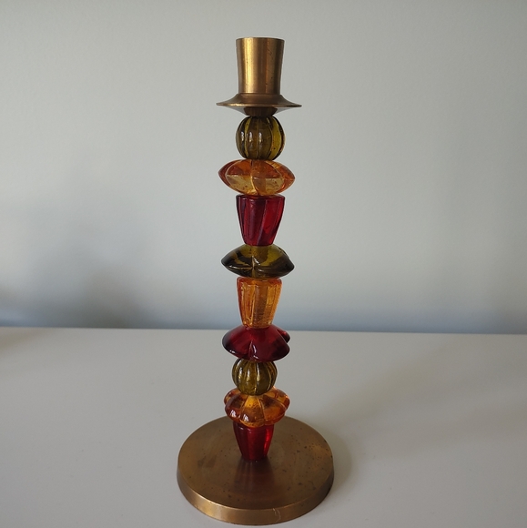 Boho Candle Stick Holder Tapers Jeweled - Picture 3 of 5
